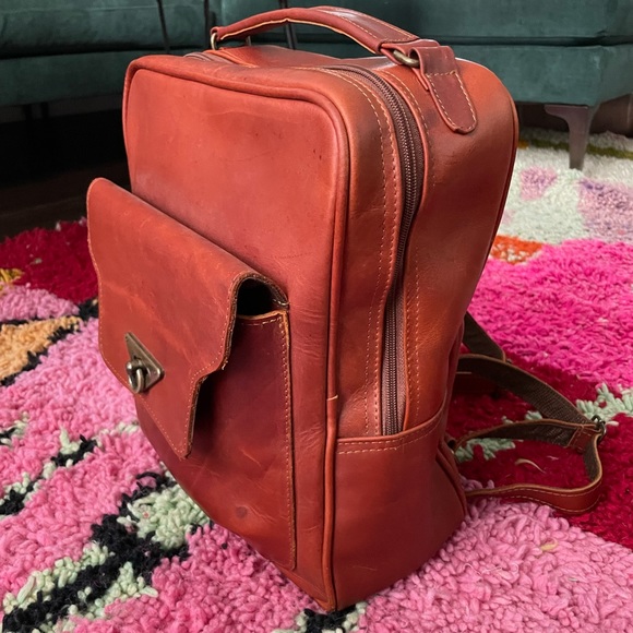 Square Leather Backpack - Picture 3 of 14